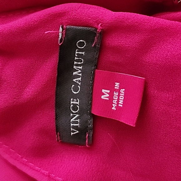 New Vince Camuto Sleeveless Solid Draped Halter Jumpsuit, Fuchsia Pink Sz M - Picture 6 of 8